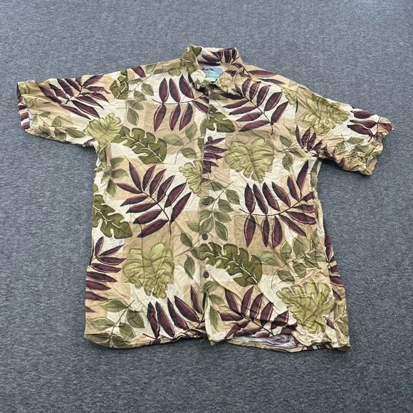 Reyn Spooner Floral Hawaiin Shirt Mens M Spun Rayon Palm Print Made in USA SS - Picture 1 of 7